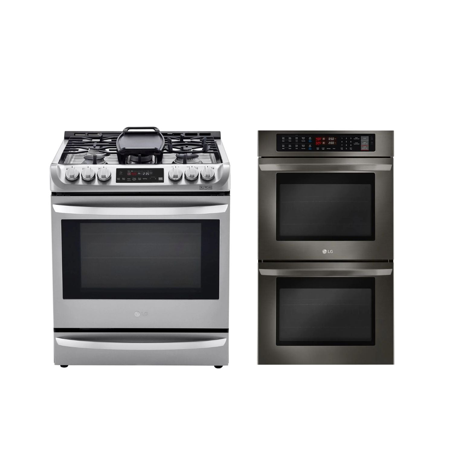 LG - 6.3 CF / 30 inch Dual Fuel Slide-In Range, ProBake Convection, ThinQ andLG Electric Wall Oven Bundle