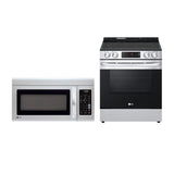 LG Over the Range Microwave and 6.3 CF Electric Single Oven Slide-In Range, Self Clean, ThinQ,Printproof