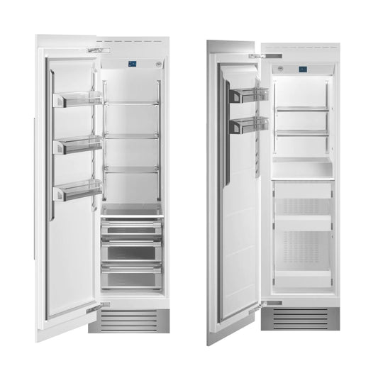 Bertazzoni | 24" Built-in Refrigerator column - Panel Ready - Left swing door and 24" Built-in Freezer column - Panel Ready - Left swing door Bundle