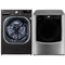 LG - 5.0 Cu. Ft. High Efficiency Stackable Smart Front-Load Washer and 7.4 Cu. Ft. Ultra Large Black Steel Smart Electric Vented Dryer