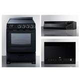 Summit - 24" Wide Electric Smooth-Top Range, 24" Under Cabinet Convertible Range Hood, and 24" Wide Over-the-Range Microwave Bundle