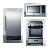 Summit - 24" Wide Electric Smooth-Top Range, 18" Wide Built-In or Freestanding All-Refrigerator, ADA Compliant, and Compact Microwave Bundle