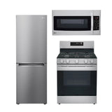 LG - 1.7 CF Over-the-Range Microwave, Convection, 11 CF Counter Depth Bottom Freezer, 24 inch Width, and 5.8 CF / 30 inch Gas Range, ThinQ Bundle