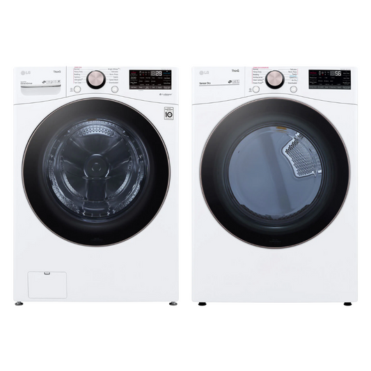 LG - 27 in. 4.5 cu. ft. White Ultra Large Capacity Front Load Washer and LG - 7.4 Cu. Ft. White Ultra Large Capacity Electric Dryer