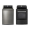 LG - 5.0 cu.ft. Smart wi-fi Enabled Top Load Washer and LG - 7.3 Cu. Ft. Ultra Large Black Steel Smart Gas Vented Dryer