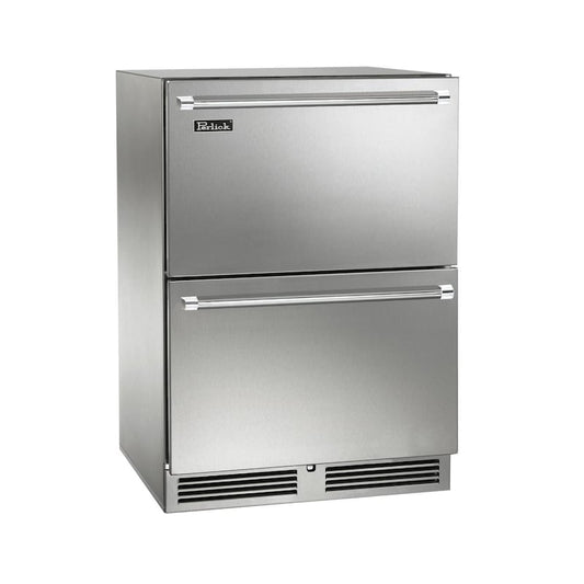 Perlick - 24" Signature Series Marine Grade Refrigerator Drawers, stainless steel - HP24RM-4-5