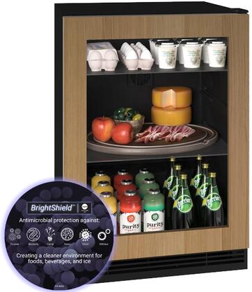 U-Line | Glass Refrigerator 24" Reversible Hinge Integrated Frame 115v BrightShield | 1 Class | UHRE124-IG81A