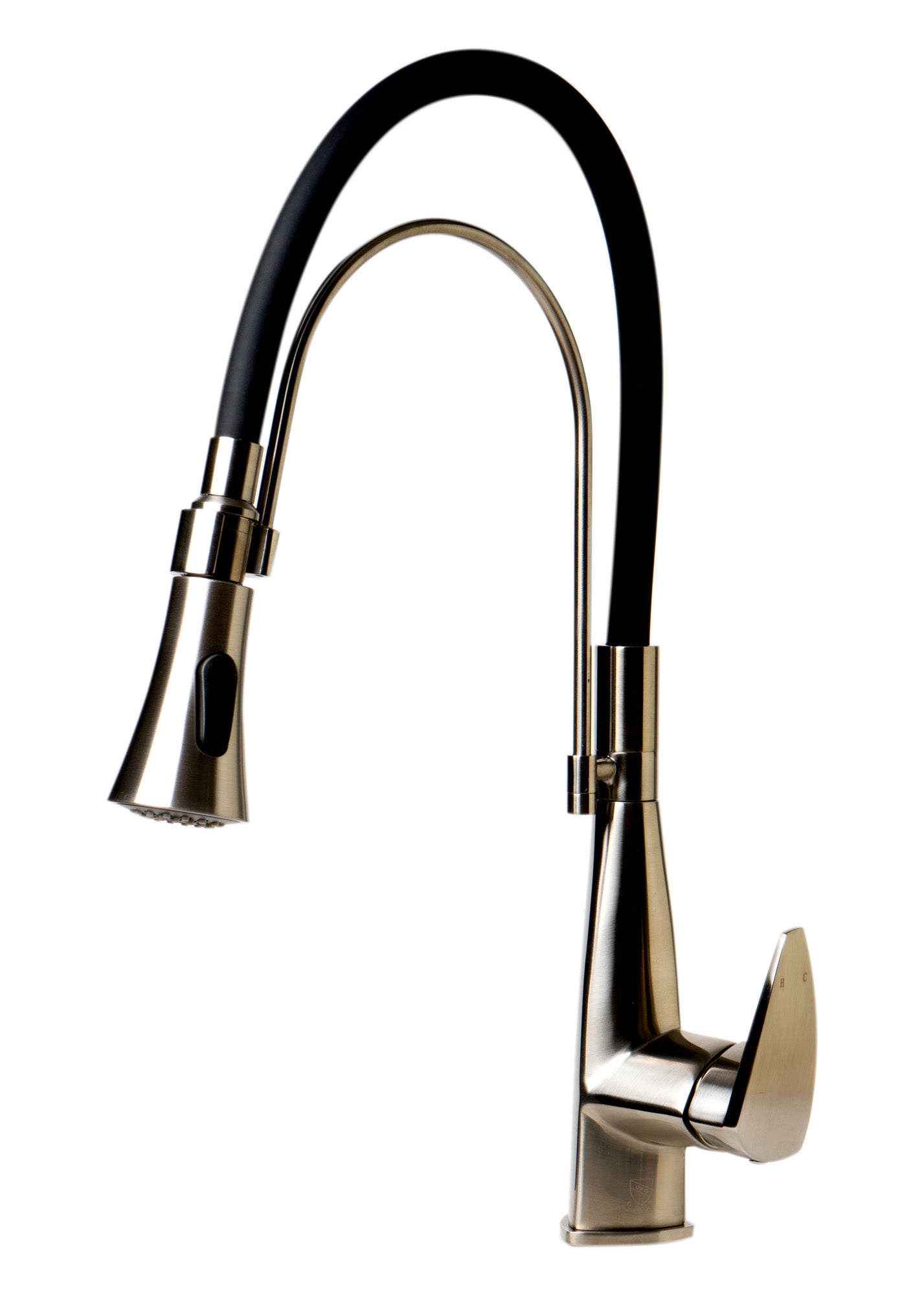 ALFI Brand - Brushed Nickel Kitchen Faucet with Black Rubber Stem | ABKF3001-BN