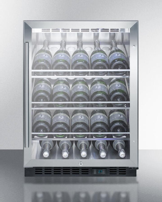 Summit | 24" Single Zone Built-In Commercial Wine Cellar with 5 Cu. Ft. Storage Capacity, Lock, Automatic Defrost, Fan-Forced Cooling, Digital Thermostat | SCR610BLCH
