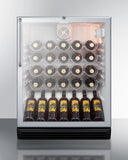 24 Inch Wine Cellar with 51-Bottle Capacity, Large Wine Racks, Interior Light, Front Lock, Glass Door and Stainless Steel Cabinet (Not Exact Image): Black/Freestanding Use