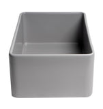 ALFI Brand - Gray Matte Smooth Apron 30" x 18" Single Bowl Fireclay Farm Sink | ABF3018-GM