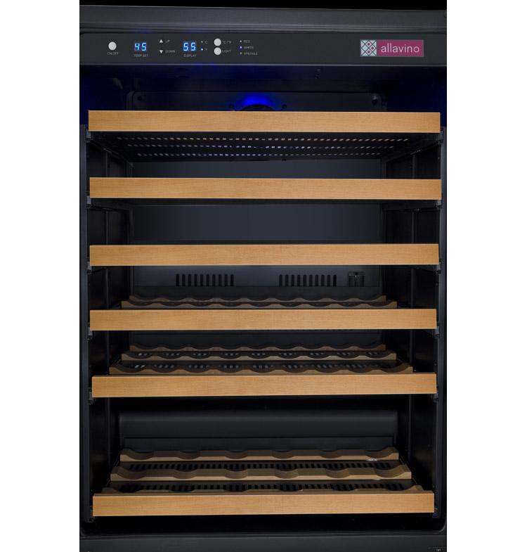 Allavino Wine & Beverage Centers Wide FlexCount II Tru-Vino 112 Bottle Dual Zone Black Side-by-Side Wine Refrigerator - 2X-VSWR56-1B20