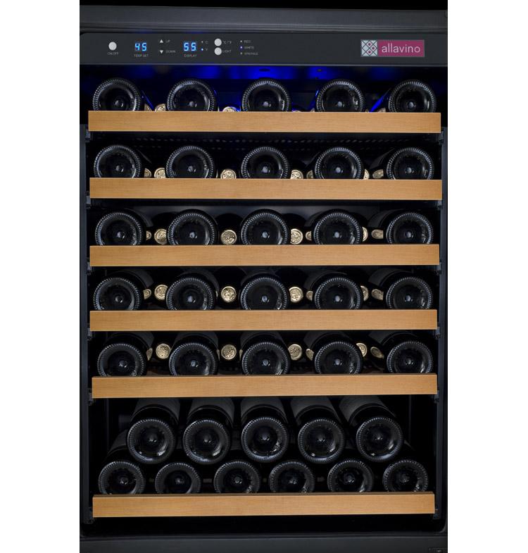 Allavino Wine & Beverage Centers Wide FlexCount II Tru-Vino 112 Bottle Dual Zone Black Side-by-Side Wine Refrigerator - 2X-VSWR56-1B20