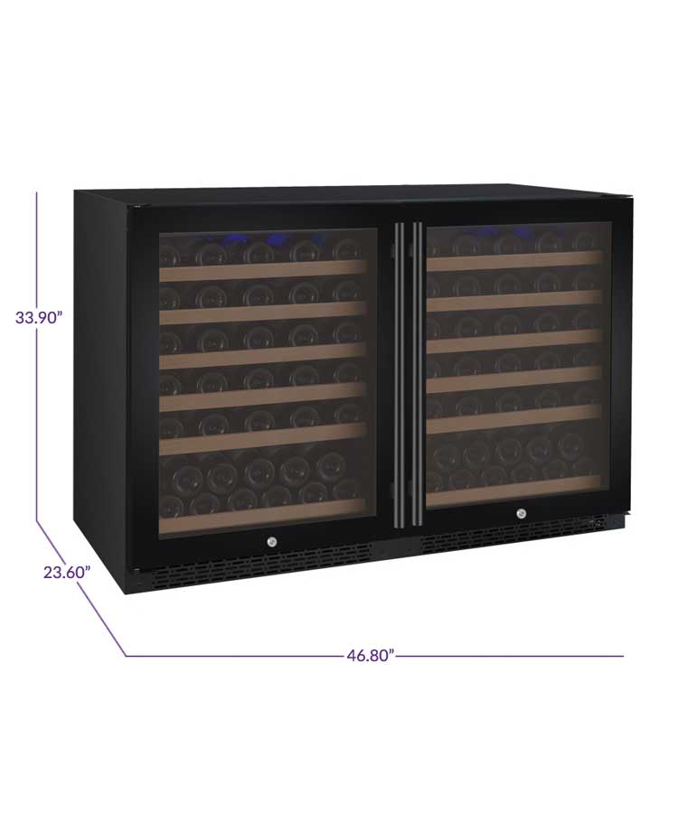 Allavino Wine & Beverage Centers Wide FlexCount II Tru-Vino 112 Bottle Dual Zone Black Side-by-Side Wine Refrigerator - 2X-VSWR56-1B20