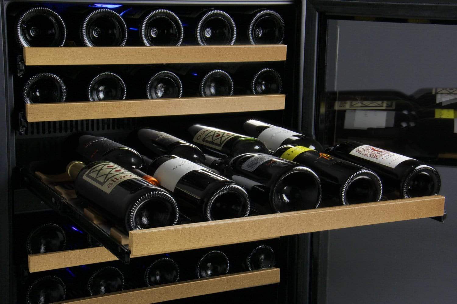 Allavino Wine & Beverage Centers Wide FlexCount II Tru-Vino 112 Bottle Dual Zone Black Side-by-Side Wine Refrigerator - 2X-VSWR56-1B20