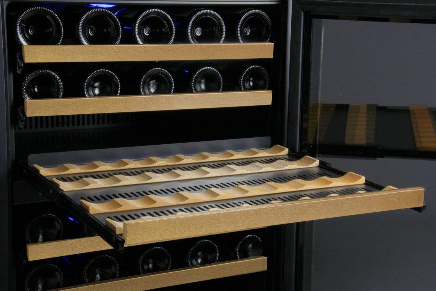 Allavino Wine & Beverage Centers Wide FlexCount II Tru-Vino 112 Bottle Dual Zone Black Side-by-Side Wine Refrigerator - 2X-VSWR56-1B20