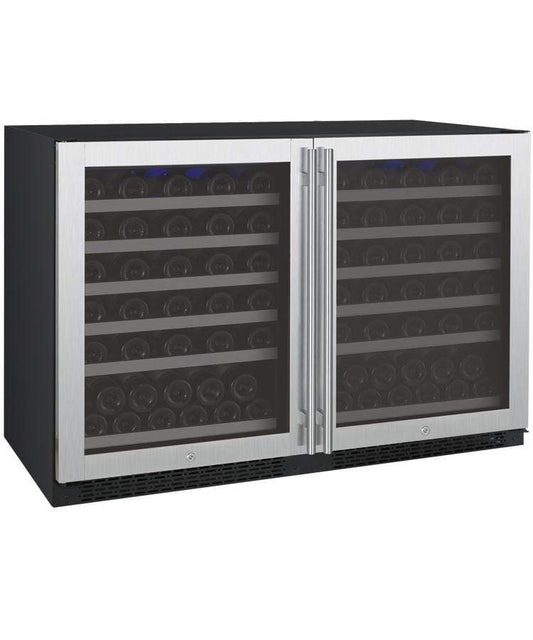 Allavino Wine & Beverage Centers Wide FlexCount II Tru-Vino 112 Bottle Dual-Zone Stainless Steel Side-by-Side Wine Refrigerator - 2X-VSWR56-1S20