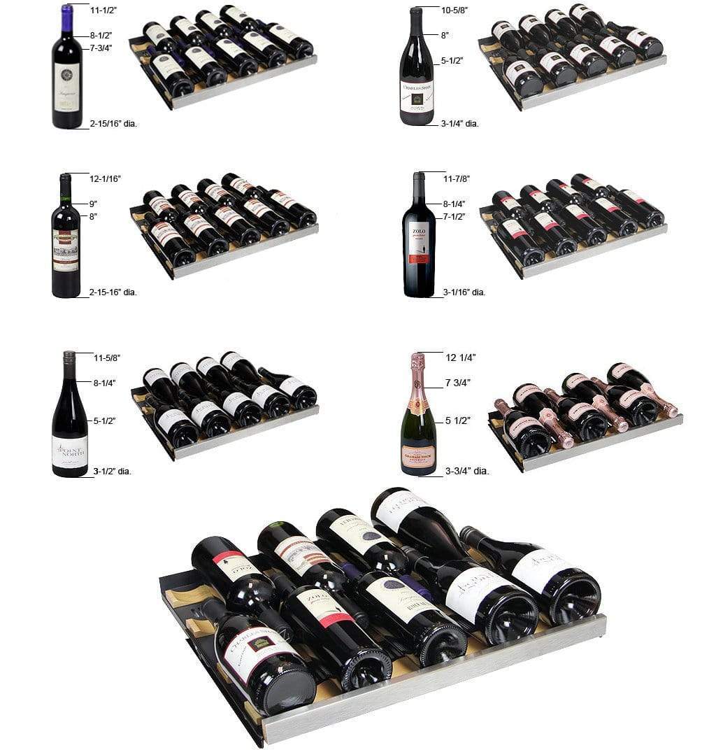 Allavino Wine & Beverage Centers Wide FlexCount II Tru-Vino 112 Bottle Four Zone Stainless Steel Side-by-Side Wine Refrigerator - 2X-VSWR56-2S20