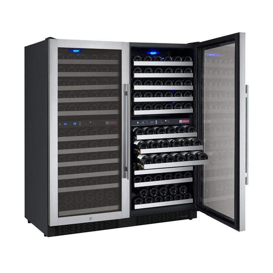 Allavino Wine & Beverage Centers Wide FlexCount II Tru-Vino 242 Bottle Four Zone Stainless Steel Side-by-Side Wine Refrigerator - 2X-VSWR121-2S20