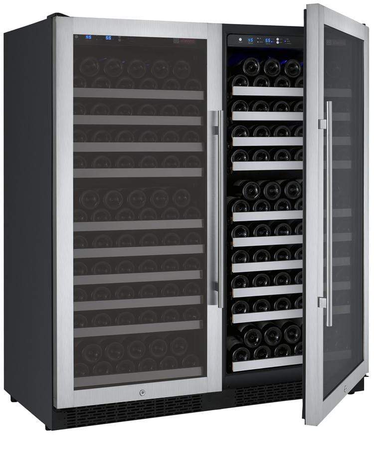 Allavino Wine & Beverage Centers Wide FlexCount II Tru-Vino 256 Bottle Dual Zone Stainless Steel Side-by-Side Wine Refrigerator - 2X-VSWR128-1S20