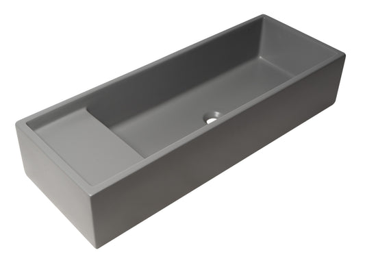 ALFI brand - 39" Grey Matte Above Mount Fireclay Bathroom Trough Sink - AB39TRGM