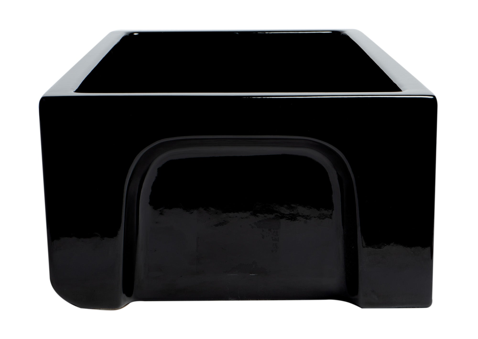 ALFI Brand - 36" Black Gloss Reversible Smooth / Fluted Single Bowl Fireclay Farm Sink | AB3618HS-BG