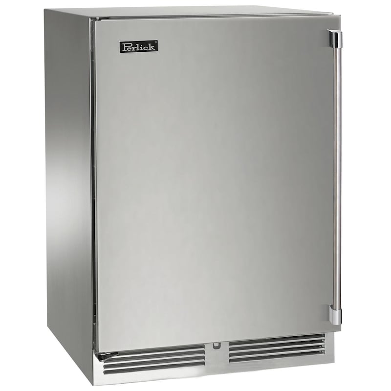 Perlick - 24" Signature Series Marine Grade Dual-Zone Refrigerator/Wine Reserve with stainless steel solid door- HP24CM-4