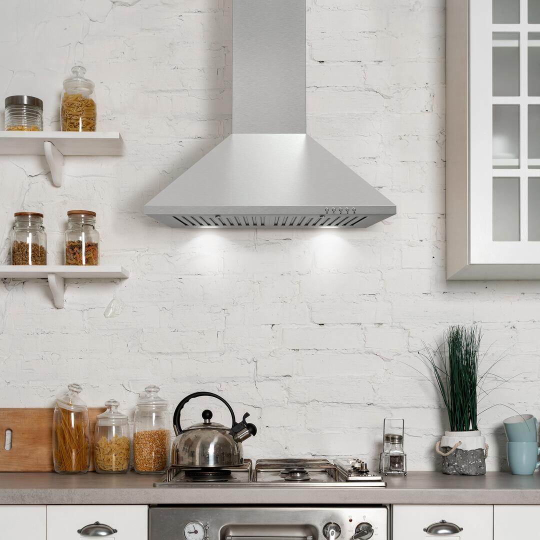 Cosmo 30 in. Ducted Wall Mount Range Hood Kitchen Hood in Stainless Steel  with Push Button Controls, LED Lighting and Permanent Filters 