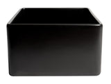 ALFI Brand - Black Matte Smooth Apron 24" x 18" Single Bowl Fireclay Farm Sink | ABF2418-BM