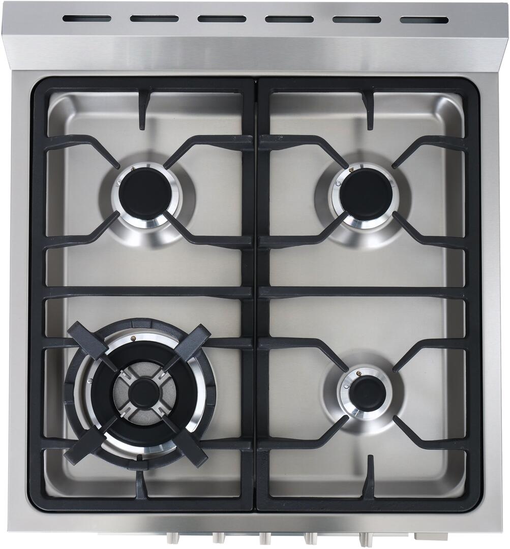 Cosmo - 24 in. 2.73 cu. ft. Single Oven Gas Range with 4 Burner Cooktop and Heavy Duty Cast Iron Grates in Stainless Steel | COS-244AGC