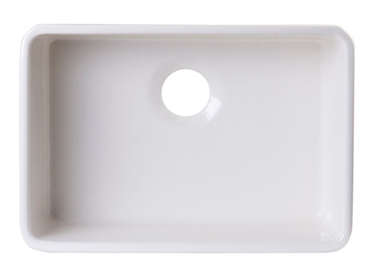 ALFI Brand - 24 inch Biscuit Single Bowl Fireclay Undermount Kitchen Sink | AB503UM-B