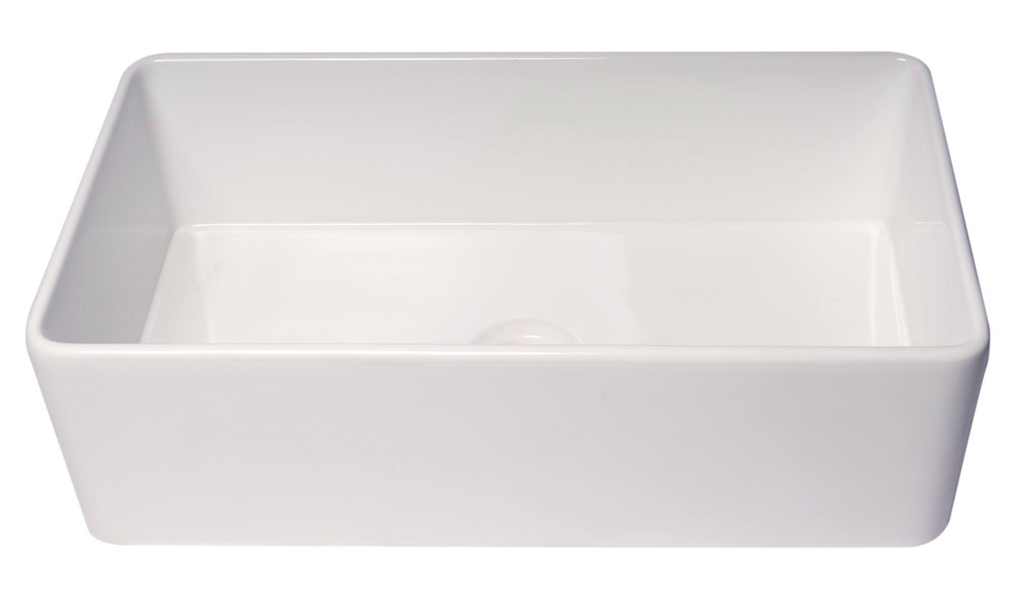 ALFI Brand - 33" White Thin Wall Single Bowl Smooth Apron Fireclay Kitchen Farm Sink | ABF3318S-W