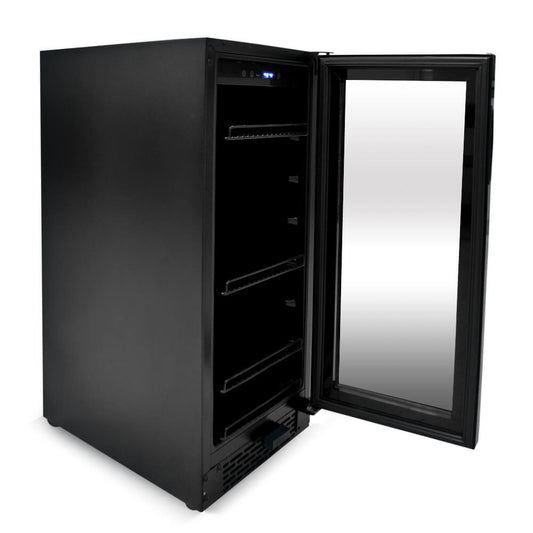 Whynter - Built-in Black Glass 80-can capacity 3.4 cu ft. Beverage Refrigerator | BBR-801BG