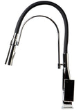 ALFI Brand - Polished Chrome Square Kitchen Faucet with Black Rubber Stem | ABKF3023-PC