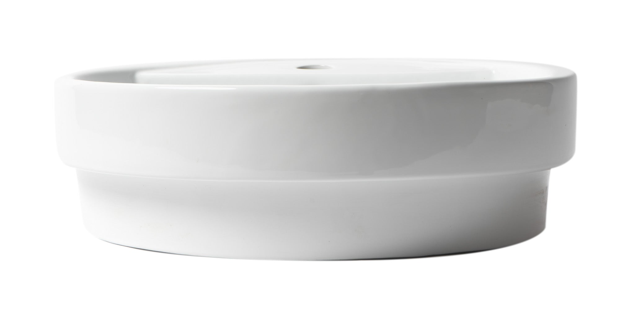 ALFI Brand - White 19" Round Semi Recessed Ceramic Sink with Faucet Hole | ABC702