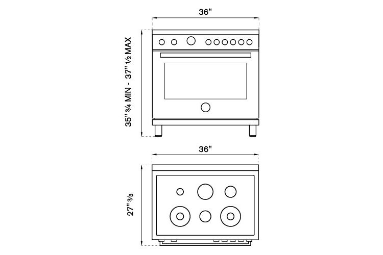 Bertazzoni | 36" Master Series range - Electric self clean oven - 6 brass burners | MAST366DFSXT