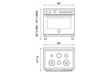 Bertazzoni | 36" Master Series range - Electric self clean oven - 6 brass burners | MAST366DFSXT