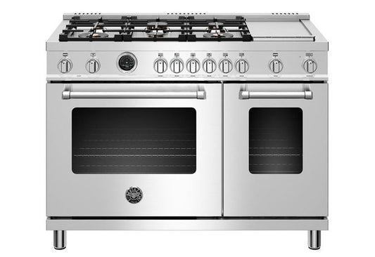 Bertazzoni | 48" Master Series range - Electric self clean oven - 6 brass burners + griddle | MAST486GDFSXT