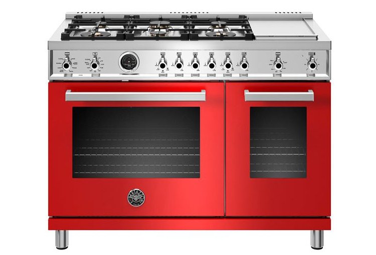 Bertazzoni | 48" Professional Series range - Electric self clean oven - 6 brass burners + griddle | PROF486GDFSROT