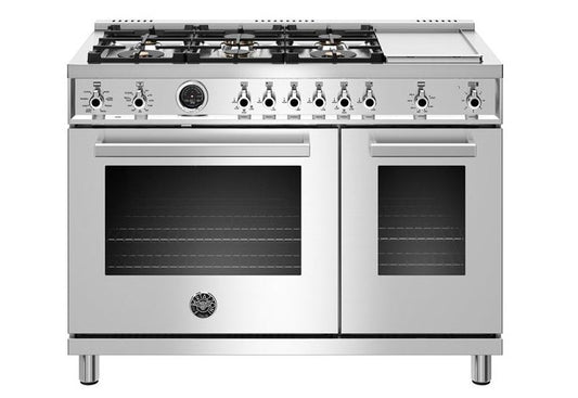 Bertazzoni | 48" Professional Series range - Electric self clean oven - 6 brass burners + griddle | PROF486GDFSXT