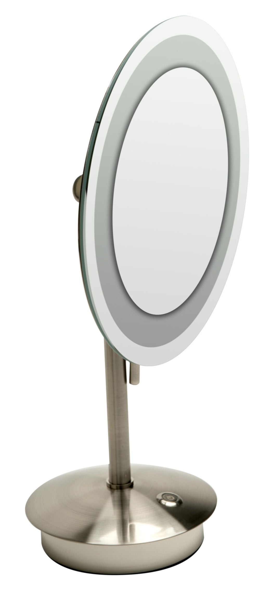 ALFI Brand - Brushed Nickel Tabletop Round 9" 5x Magnifying Cosmetic Mirror with Light | ABM9FLED-BN