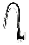 ALFI Brand - Polished Chrome Square Kitchen Faucet with Black Rubber Stem | ABKF3023-PC