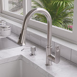 ALFI Brand - Brushed Nickel Gooseneck Pull Down Kitchen Faucet | ABKF3480-BN