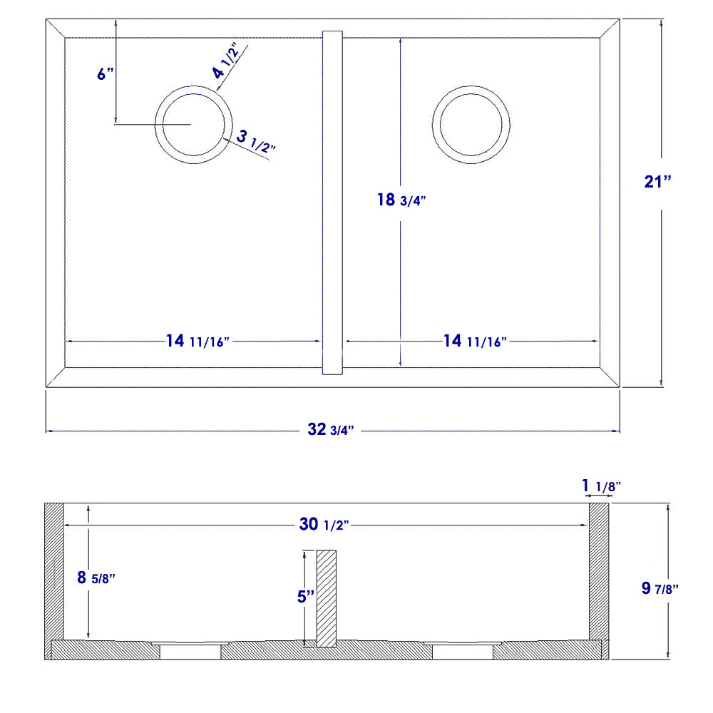 ALFI Brand - 33" Double Bowl Bamboo Kitchen Farm Sink | AB3321