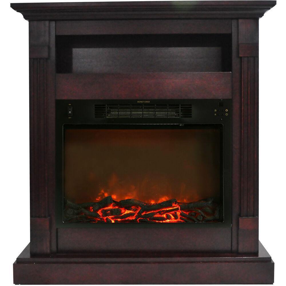 Cambridge Cambridge 34-In. Sienna Electric Fireplace w/ 1500W Log Insert and Mahogany Mantel