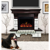 Cambridge Cambridge 48-In. Belcrest Traditional Faux Brick Electric Fireplace Mantel with Enhanced Log Display, White and Mahogany