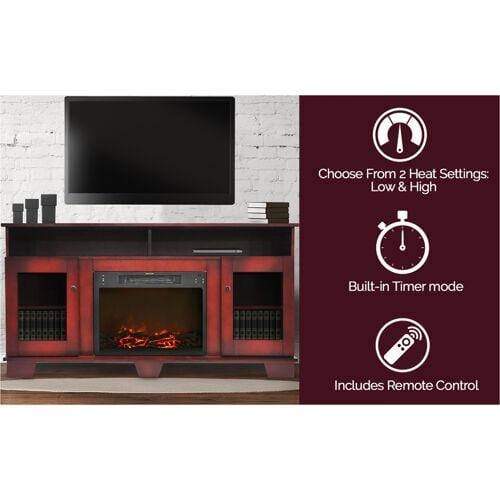 Cambridge Cambridge Savona 59 In. Electric Fireplace in Cherry with Entertainment Stand and Charred Log Display,
