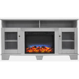 Cambridge Cambridge Savona 59 In. Electric Fireplace in White with Entertainment Stand and Multi-Color LED Flame Display
