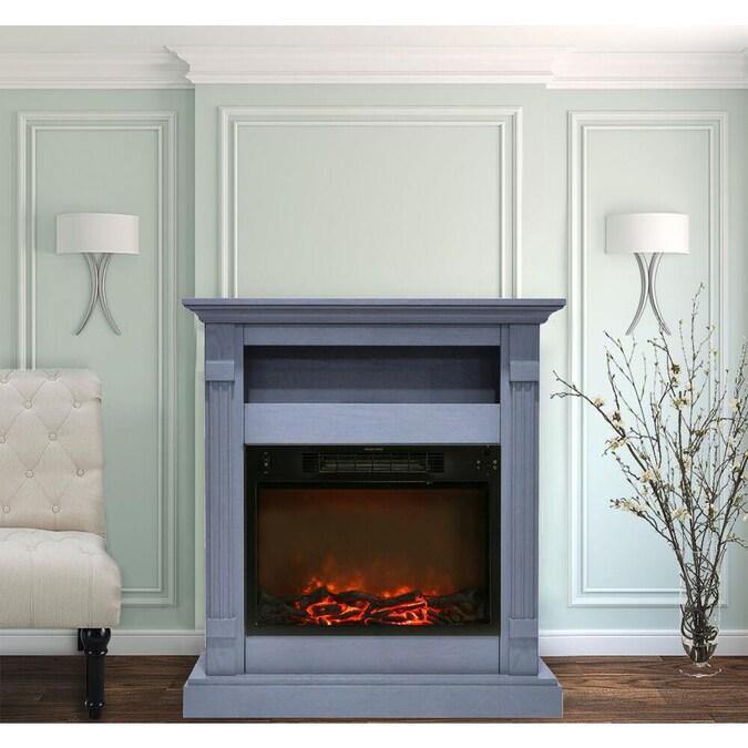 Cambridge Cambridge Sienna 34 In. Electric Fireplace w/ 1500W Log Insert and Slate Blue Mantel