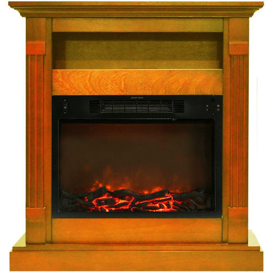 Cambridge Cambridge Sienna 34 In. Electric Fireplace w/ 1500W Log Insert and Teak Mantel